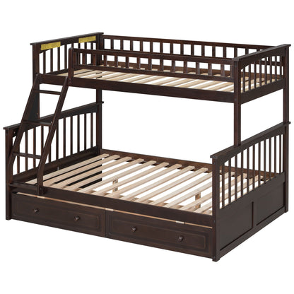 Bunk bed with drawers in dark wood by HouseOfZazla, convertible storage bed with ladder on Tampa Home & Garden Store