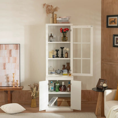 Retro Hutch Cabinet With Glass Doors for Home
