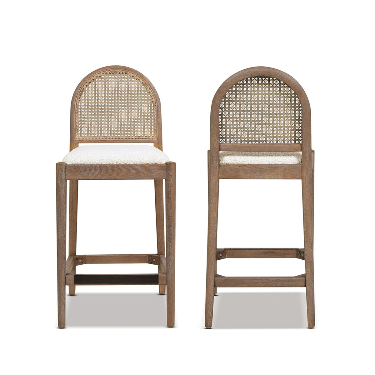 Curved back cane counter stools set of 2 with caned backs and wood frame, HouseOfZazla on Tampa Home & Garden Store