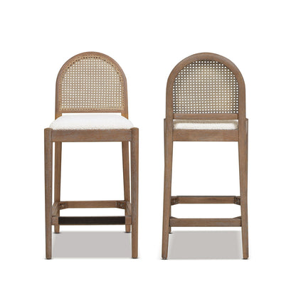 Curved back cane counter stools set of 2 with caned backs and wood frame, HouseOfZazla on Tampa Home & Garden Store