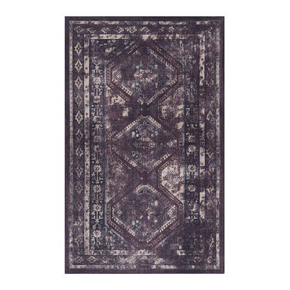 Area rug Burgundy washable 8x10 with non-shedding polyester distressed oriental motif on Tampa Home & Garden Store