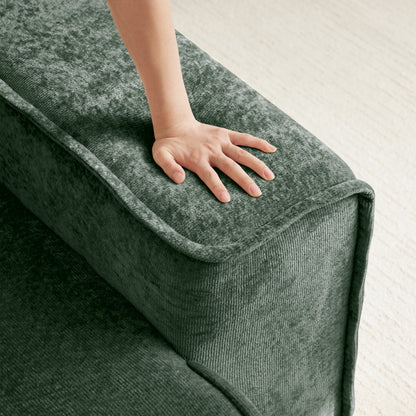 Modern Green Velvet and Slim Armless Sofa