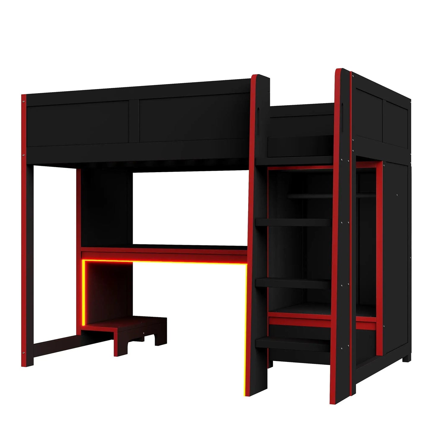 Gaming Loft Bed with Built in Desk and Wardrobe