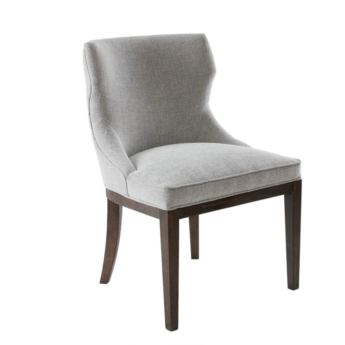 Hutton dining side chair gray upholstery with curved back and dark wood legs on Tampa Home & Garden Store