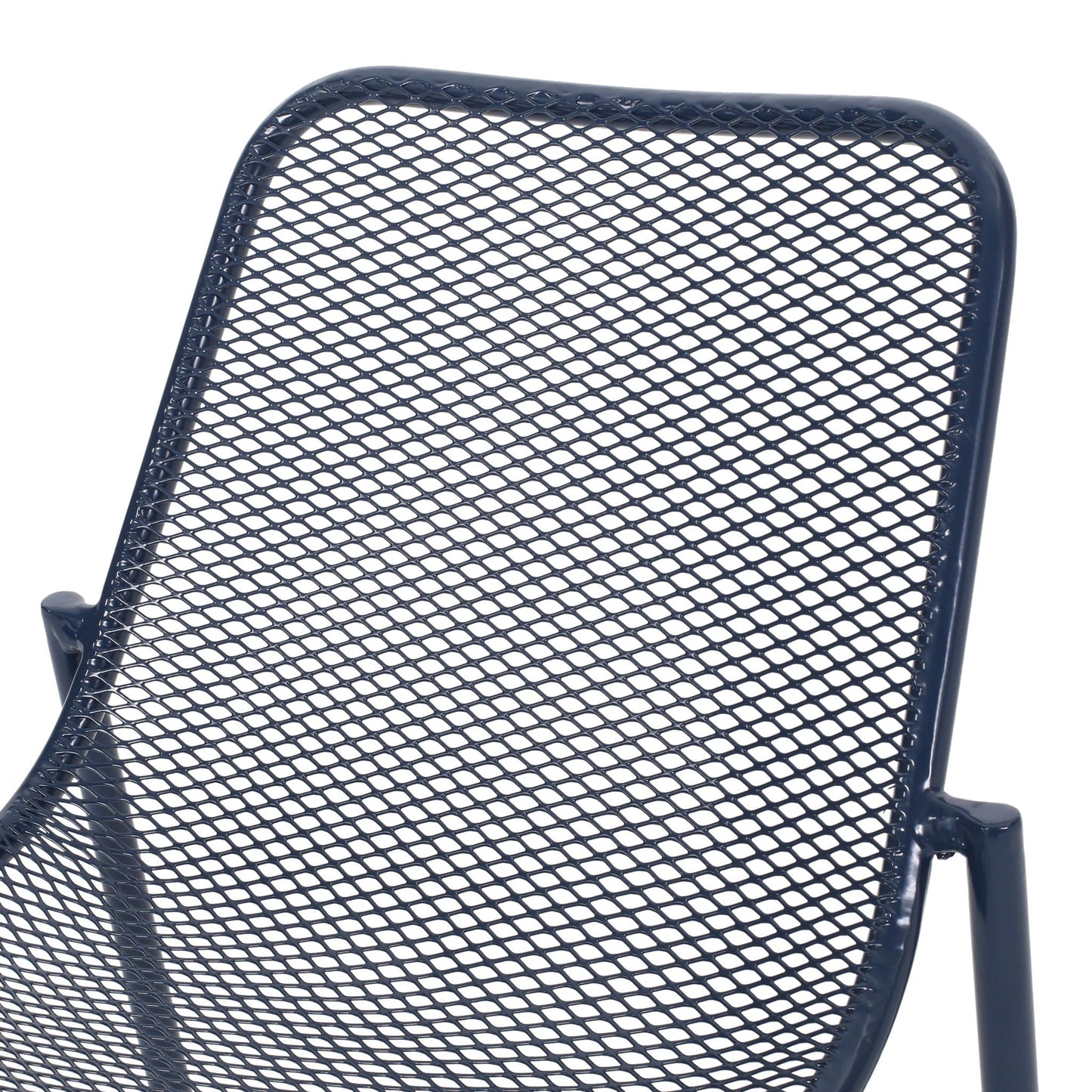 Kincaid Stackable Iron Chair navy outdoor armless chair with mesh back by HouseOfZazla on Tampa Home & Garden Store