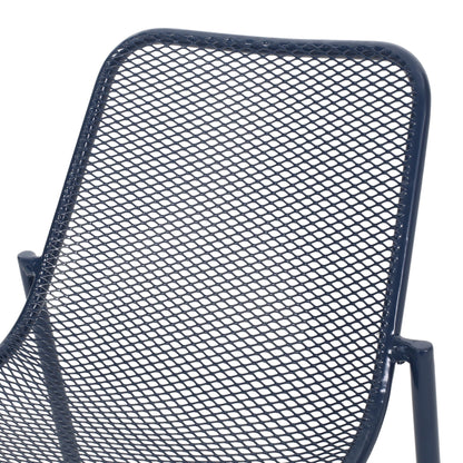Kincaid Stackable Iron Chair navy outdoor armless chair with mesh back by HouseOfZazla on Tampa Home & Garden Store