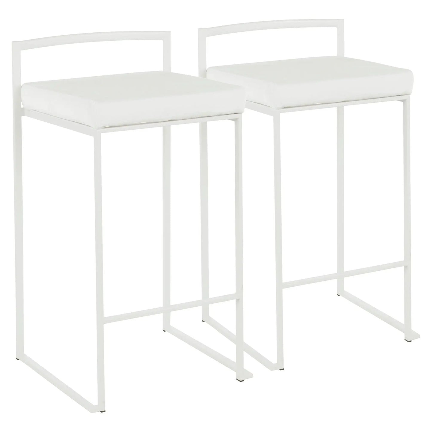 Fuji stackable counter stools set of 2, white cushions, white frames on Tampa Home & Garden Store