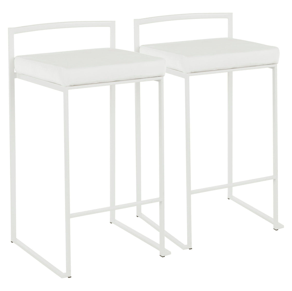 Stackable counter stool with padded white seat, HouseOfZazla, 2 stools on Tampa Home & Garden Store