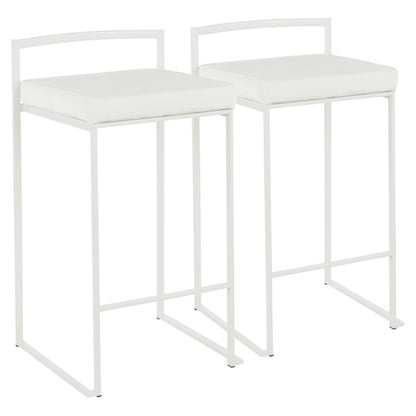 Stackable counter stool with padded white seat, HouseOfZazla, 2 stools on Tampa Home & Garden Store