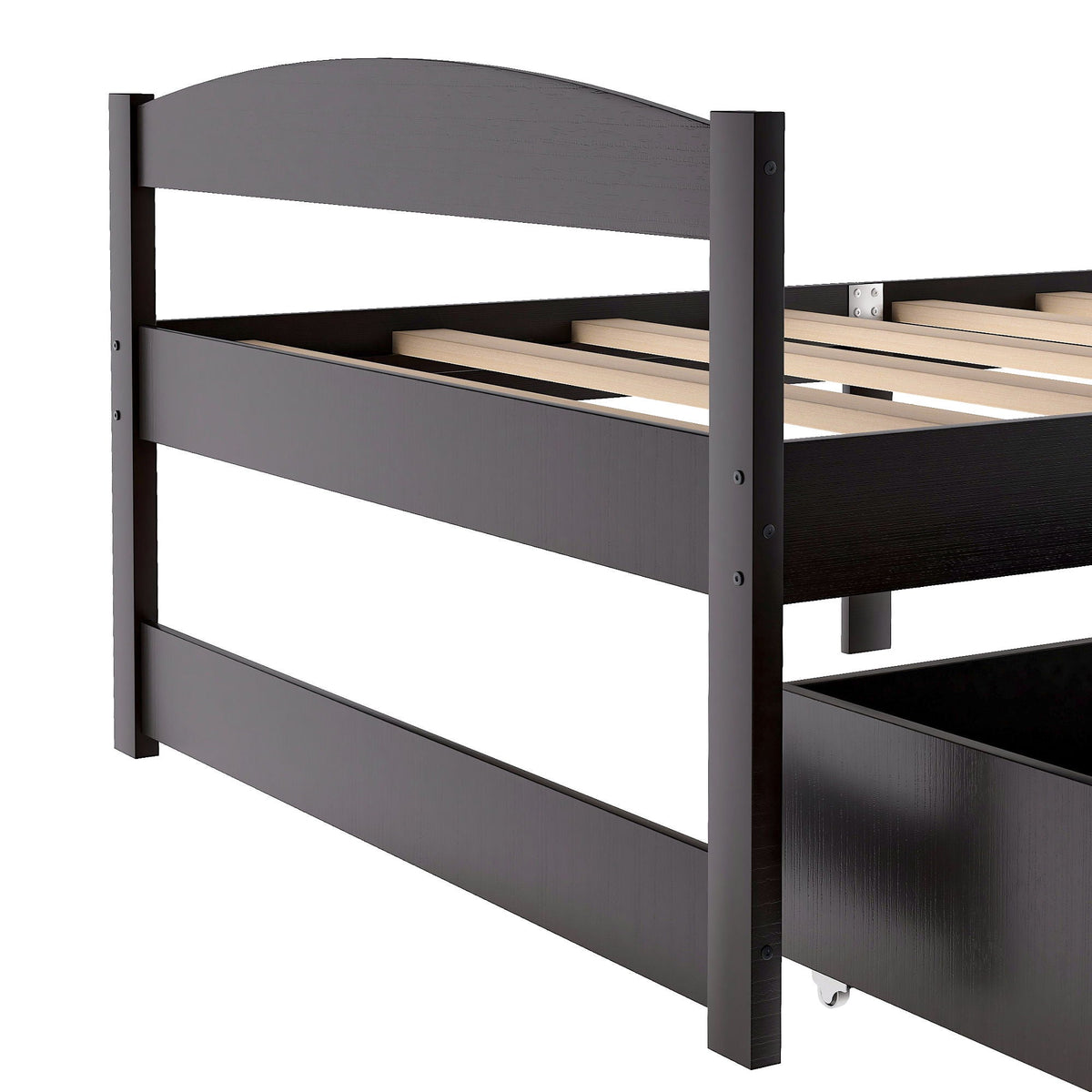 Platform bed with two storage drawers in dark gray wood by HouseOfZazla on Tampa Home & Garden Store
