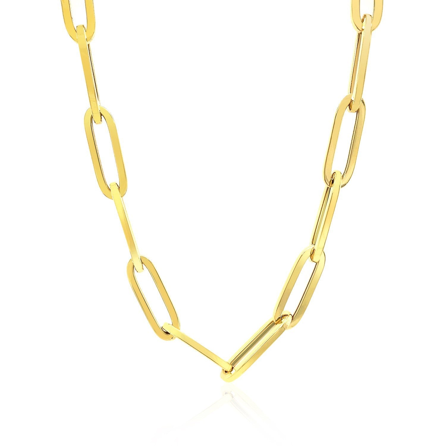 14K yellow gold wide paperclip chain necklace, 6.1mm links, by Bids.com on Tampa Home & Garden Store
