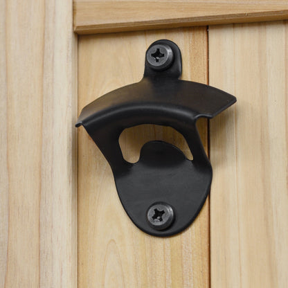 K&K Outdoor Kitchen Island black metal hook bracket mounted on natural wood panels on Tampa Home & Garden Store