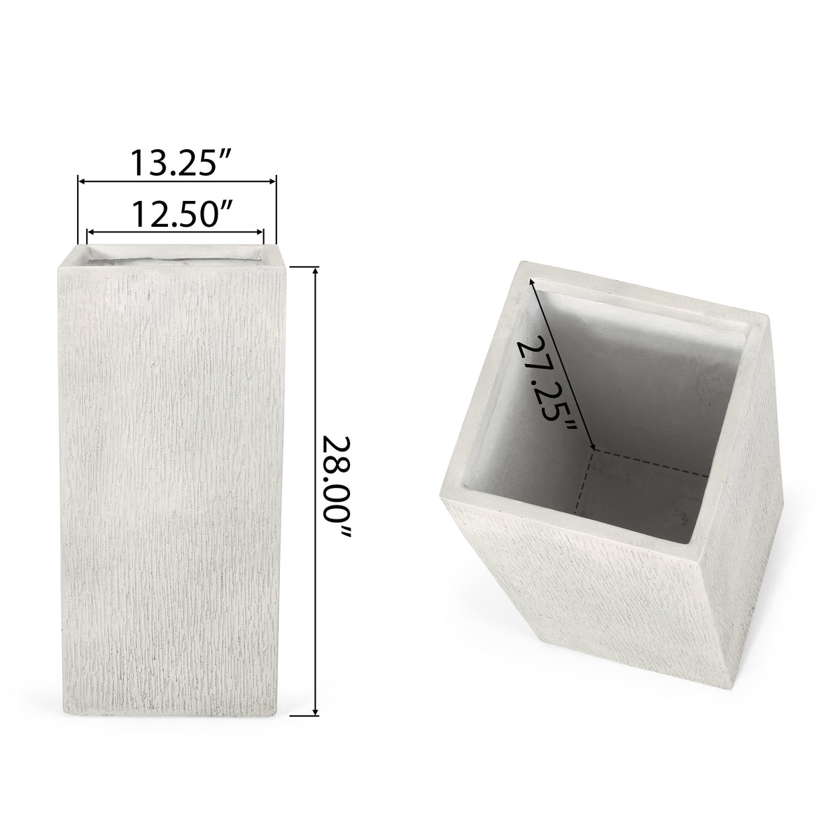 HouseOfZazla MGO Planter in whitewashed wood; rectangular planter with inner cavity on Tampa Home & Garden Store