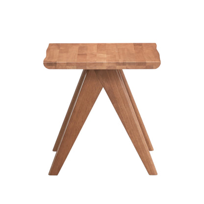 HouseOfZazla natural rubber wood accent table with a modern design and patchwork top on Tampa Home & Garden Store