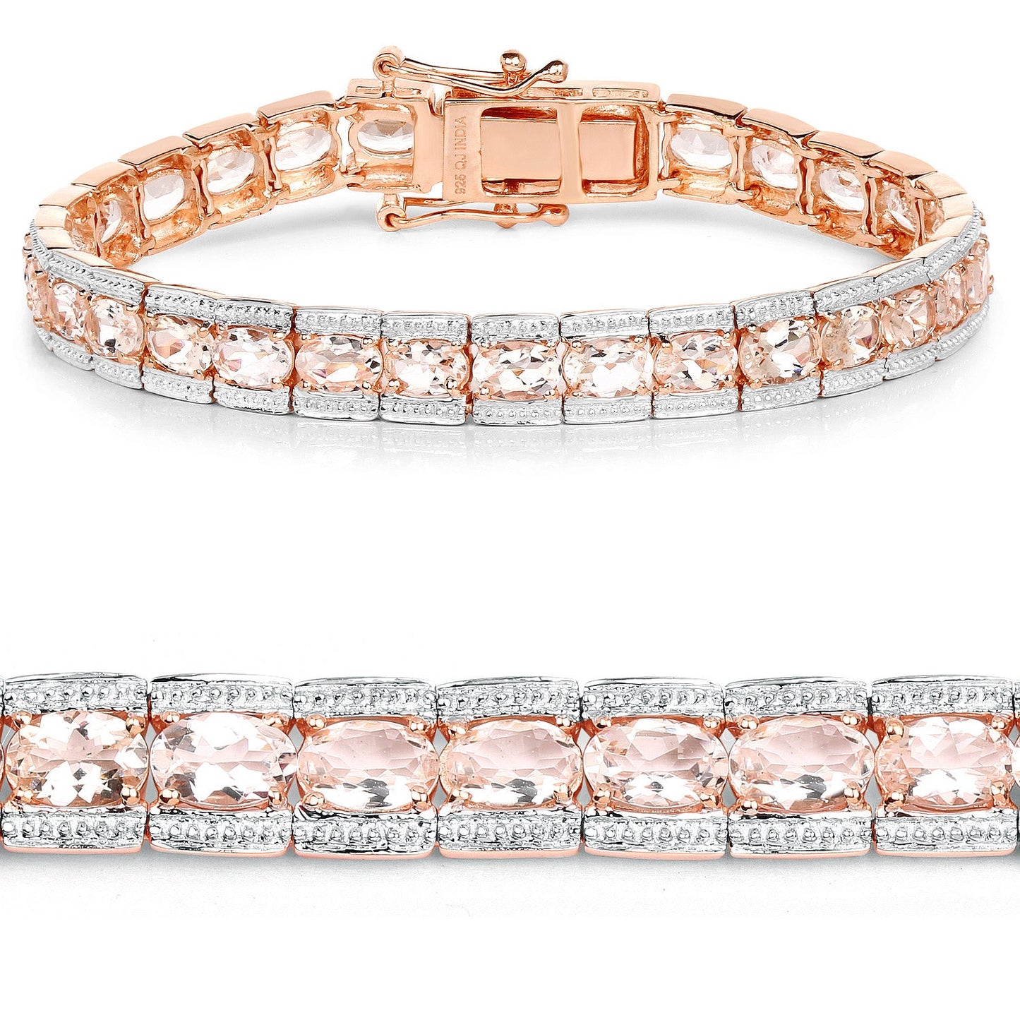 18K rose gold plated Morganite bracelet by Bids.com with pavé white metal accents on Tampa Home & Garden Store