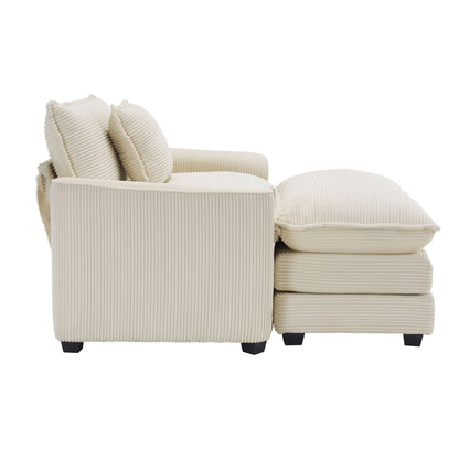 Classic Modern Deep Seat Chair and Footstool Set