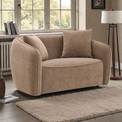 Keith Stationary Loveseat in beige chenille with 2 toss pillows, HouseOfZazla on Tampa Home & Garden Store