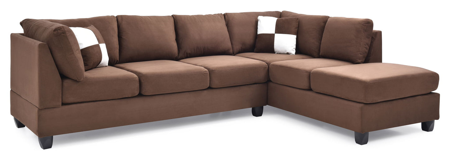 Malone Comfort Sectional sofa with chaise, brown fabric upholstery, HouseOfZazla on Tampa Home & Garden Store