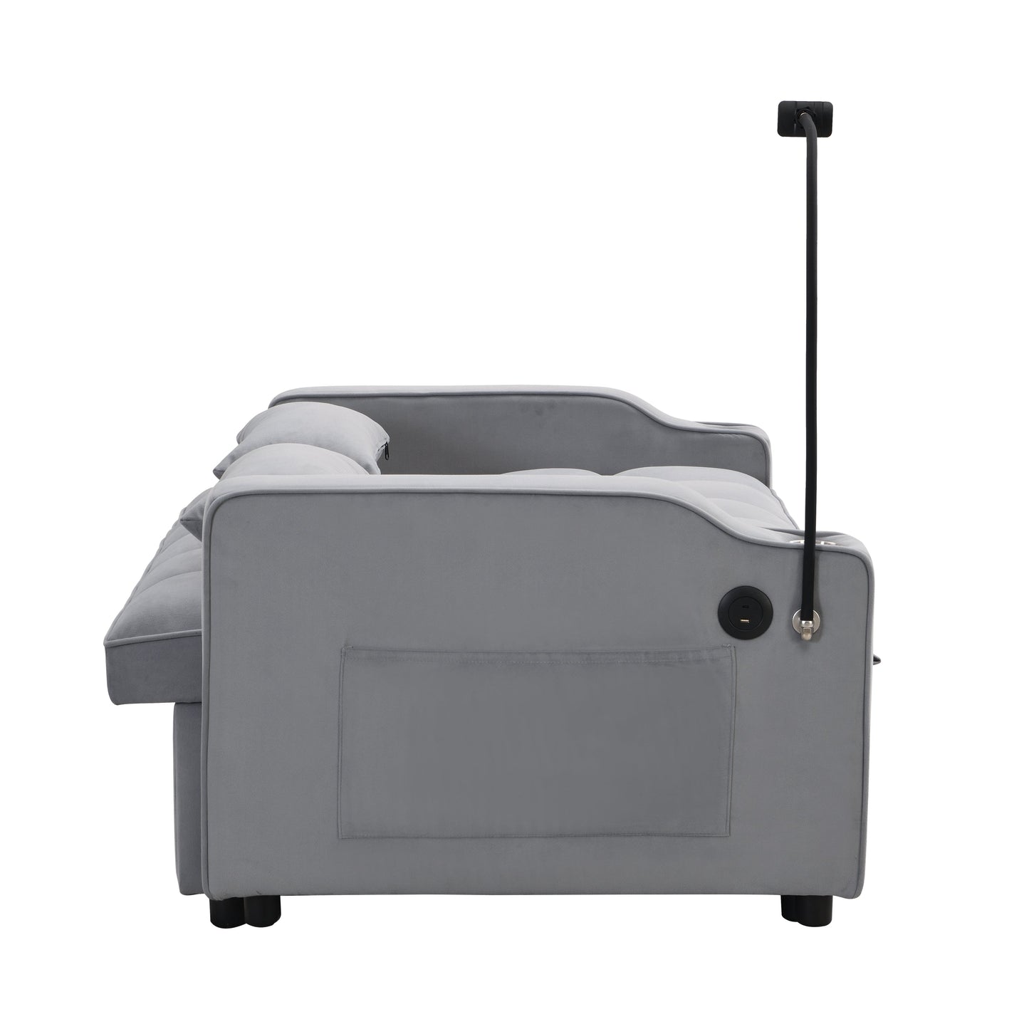 Modern velvet loveseat futon sofa with pullout bed in gray by HouseOfZazla on Tampa Home & Garden Store