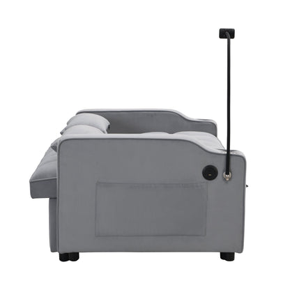 Modern velvet loveseat futon sofa with pullout bed in gray by HouseOfZazla on Tampa Home & Garden Store
