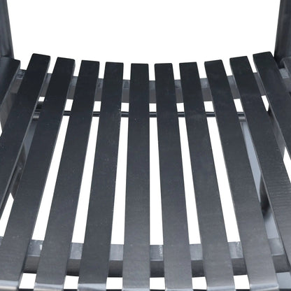 Wooden porch rocker chair with black slatted seat on Tampa Home & Garden Store
