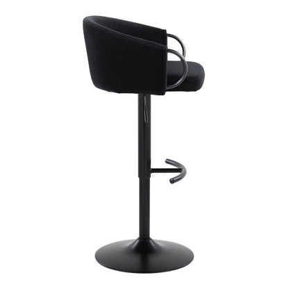 HouseOfZazla adjustable swivel barstool with black upholstery and rounded metal T-footrest on Tampa Home & Garden Store