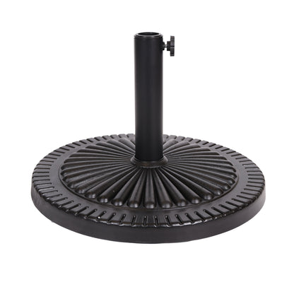 Black Rock resin outdoor umbrella base with steel support, black finish by HouseOfZazla on Tampa Home & Garden Store
