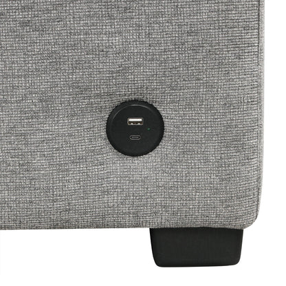 Sleeper chair base in dark gray textured upholstery with built-in USB ports on Tampa Home & Garden Store