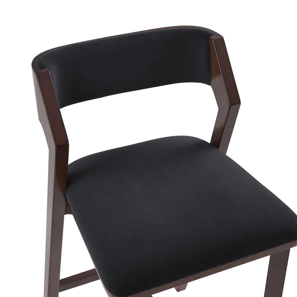 Bar Height Barstool with Backrest by HouseOfZazla in black faux leather with dark wood frame on Tampa Home & Garden Store