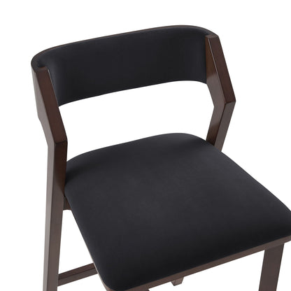 Bar Height Barstool with Backrest by HouseOfZazla in black faux leather with dark wood frame on Tampa Home & Garden Store