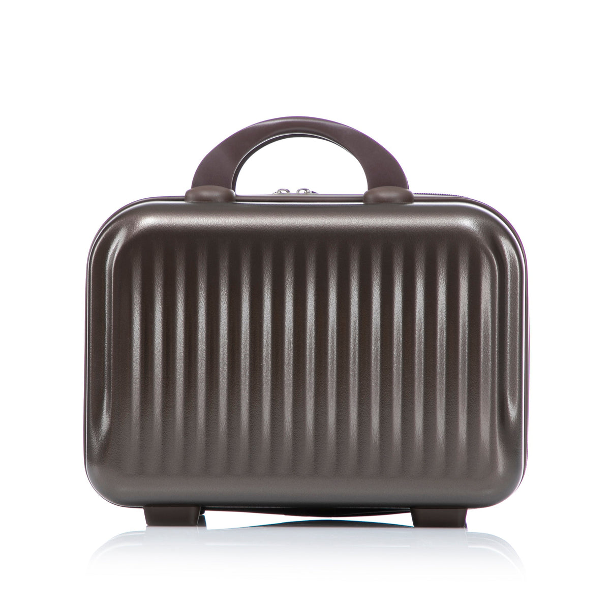Brown ABS spinner luggage hard-shell with top handle and vertical ridges on Tampa Home & Garden Store