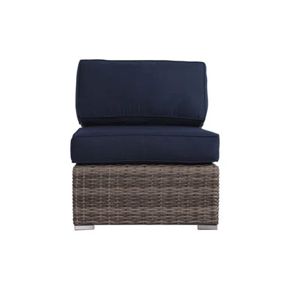 Modern Patio Rattan Sectional Set with Navy Cushions, 2-Piece Outdoor Sofa by HouseOfZazla on Tampa Home & Garden Store