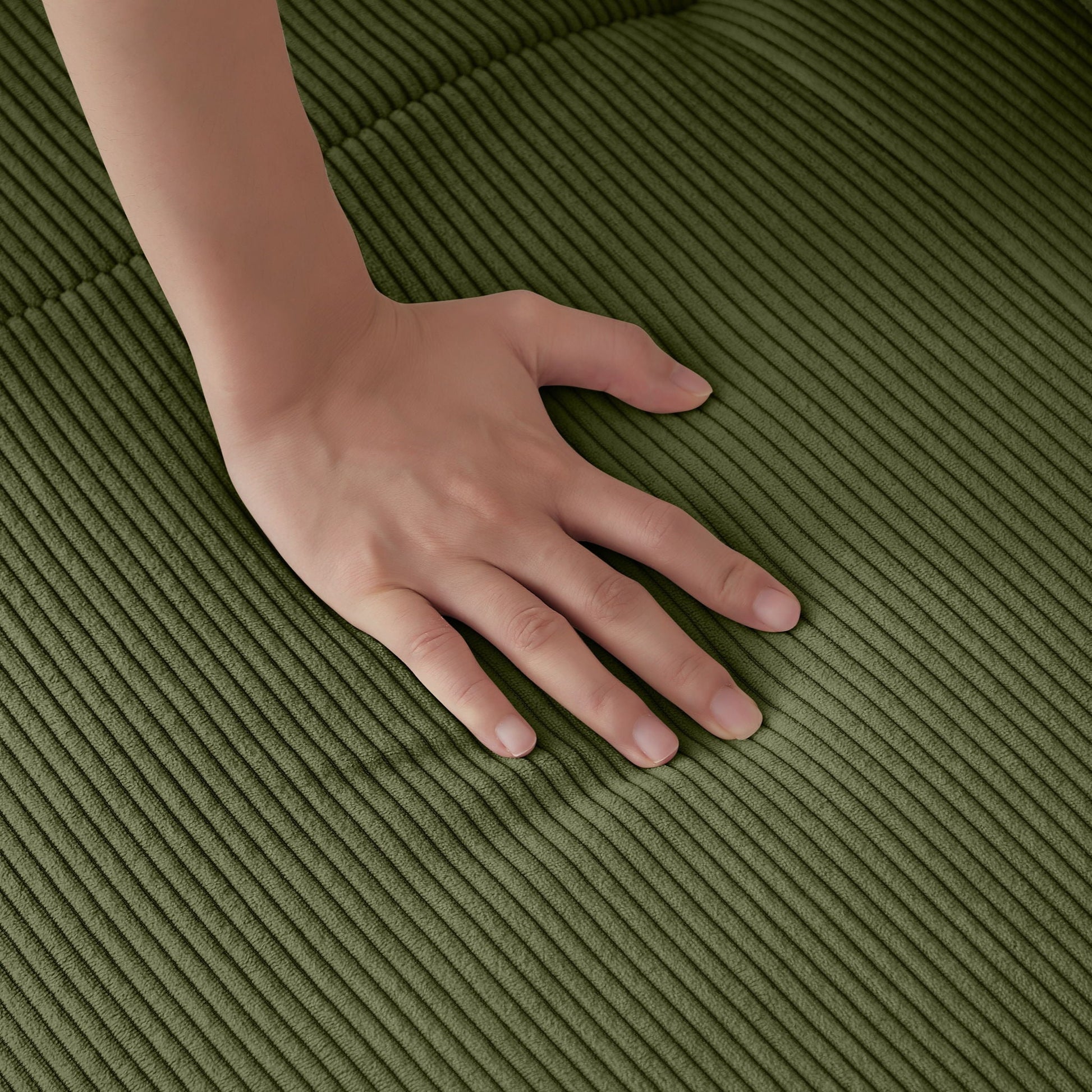 L Shaped Modular Sectional Sofa And Movable Ottoman hand on olive green ribbed upholstery fabric on Tampa Home & Garden Store