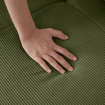 L Shaped Modular Sectional Sofa And Movable Ottoman hand on olive green ribbed upholstery fabric on Tampa Home & Garden Store