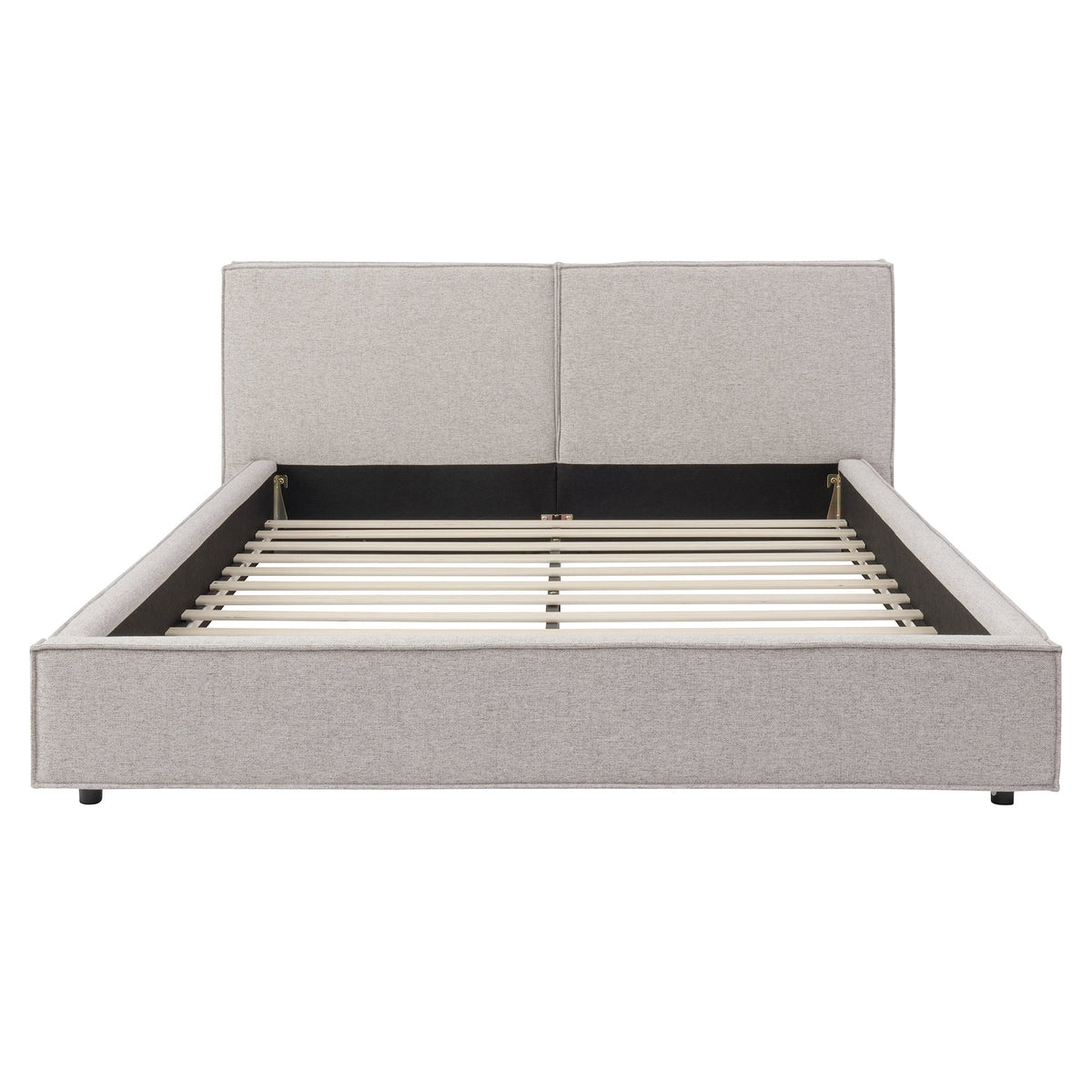 Modern Tufted Queen Upholstered Platform Bed Frame by HouseOfZazla light gray fabric with slats on Tampa Home & Garden Store