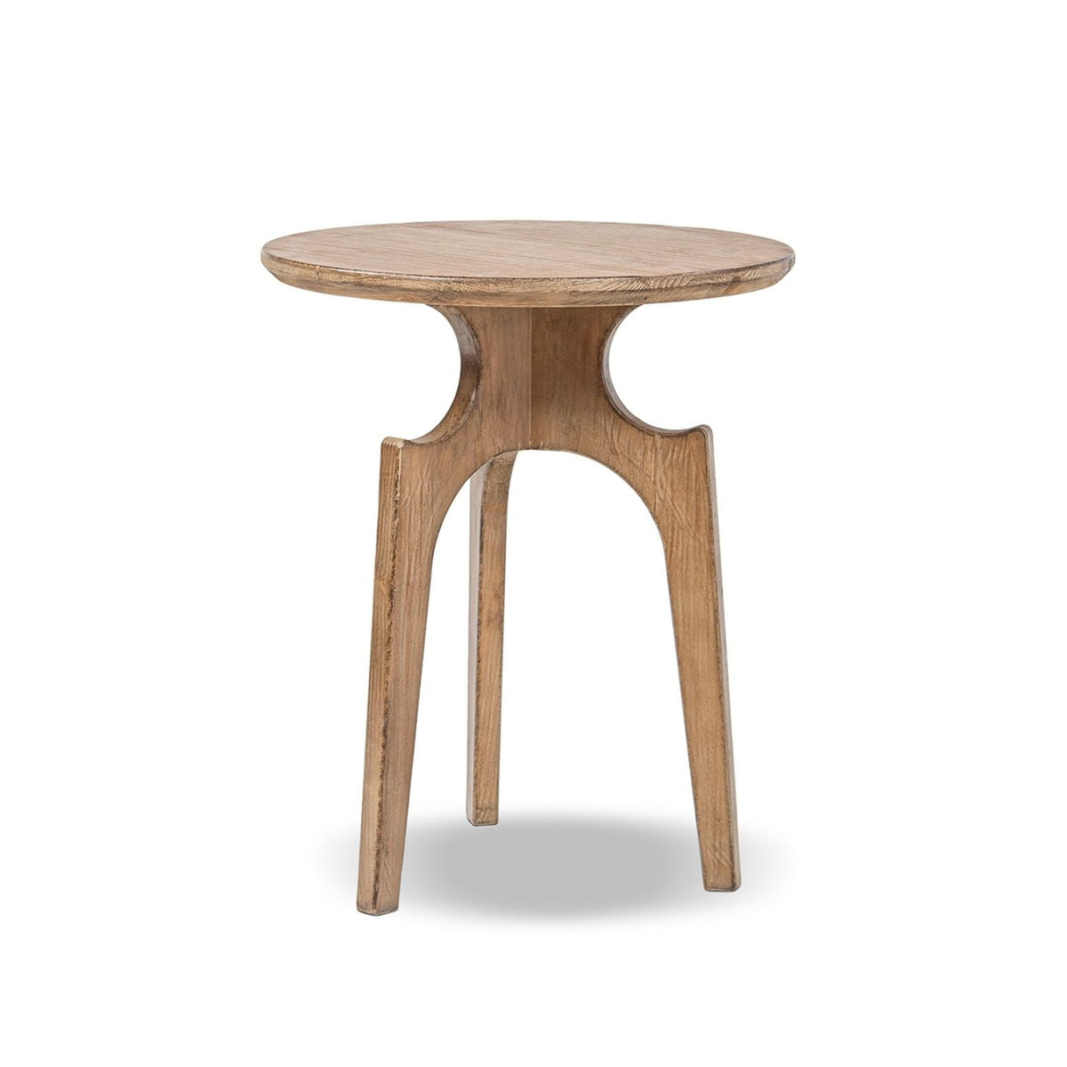 Antique brown round side table in reclaimed pine with Carmel finish by HouseOfZazla on Tampa Home & Garden Store