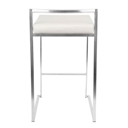 Counter stool by HouseOfZazla, contemporary stackable with padded white seat and chrome frame on Tampa Home & Garden Store