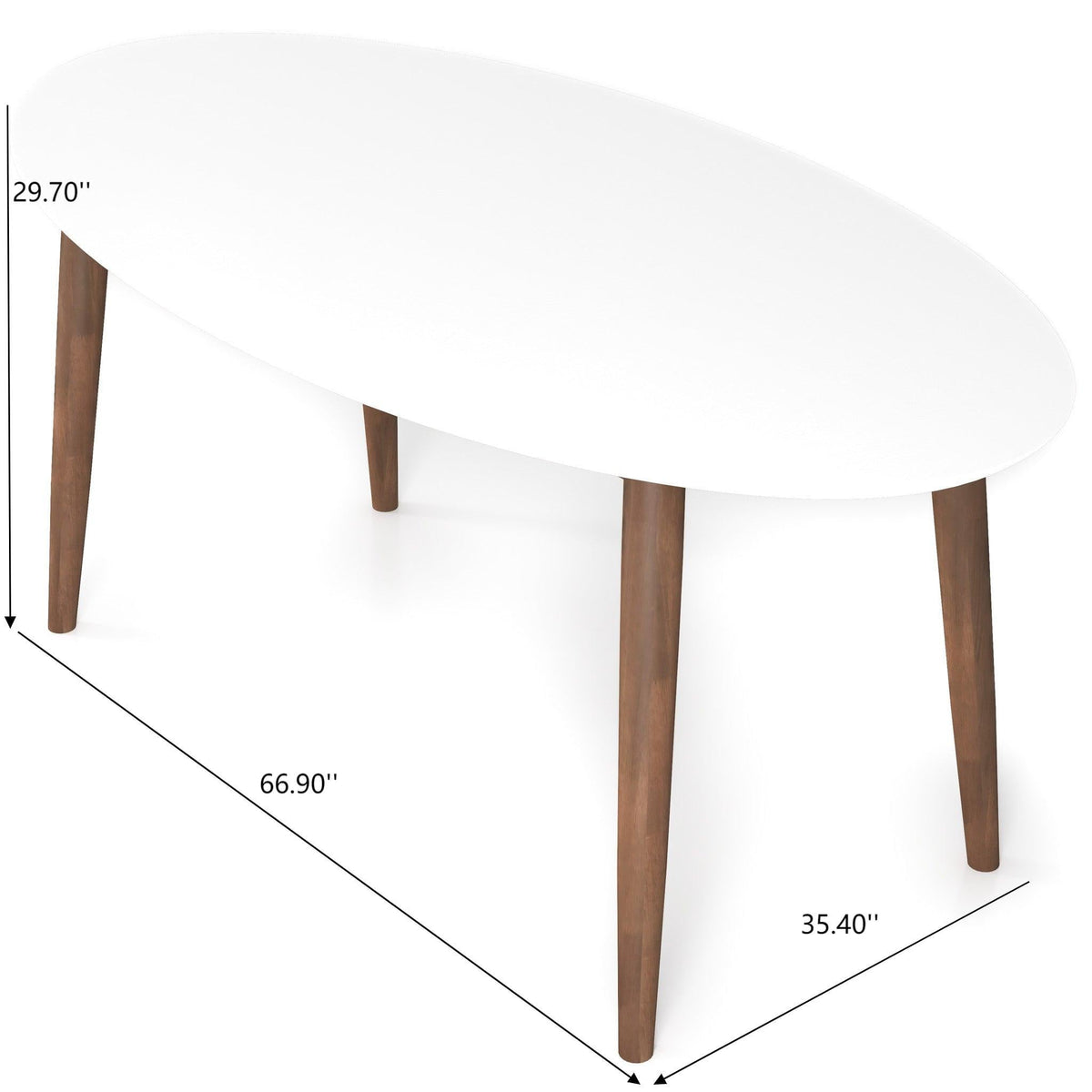 Mid-Century Modern oval dining table with white solid-wood top and wooden legs by HouseOfZazla on Tampa Home & Garden Store