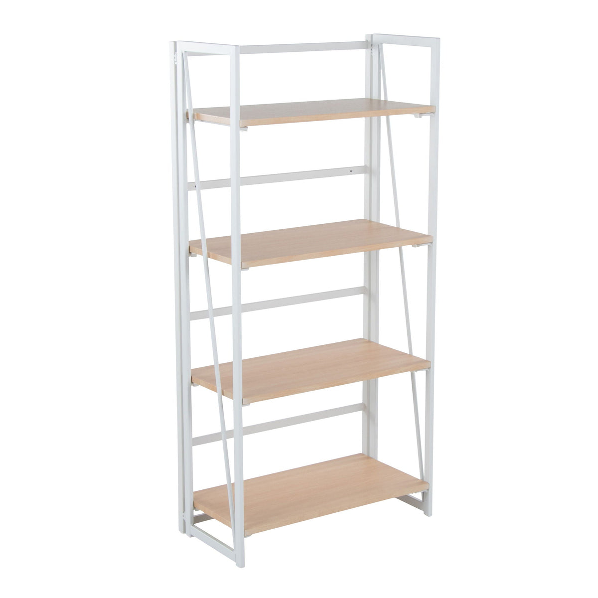 Contemporary etagere bookcase with four open shelves, white frame and natural wood shelves HouseOfZazla on Tampa Home & Garden Store