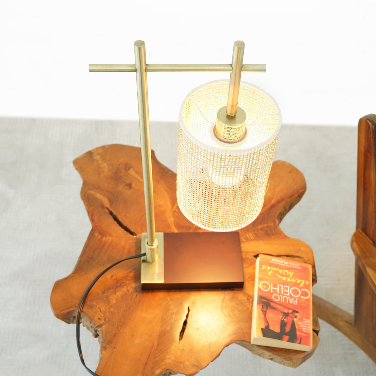 Bedroom Table Lamp With Lampshade - Bronze brass metal frame with woven shade HouseOfZazla on Tampa Home & Garden Store