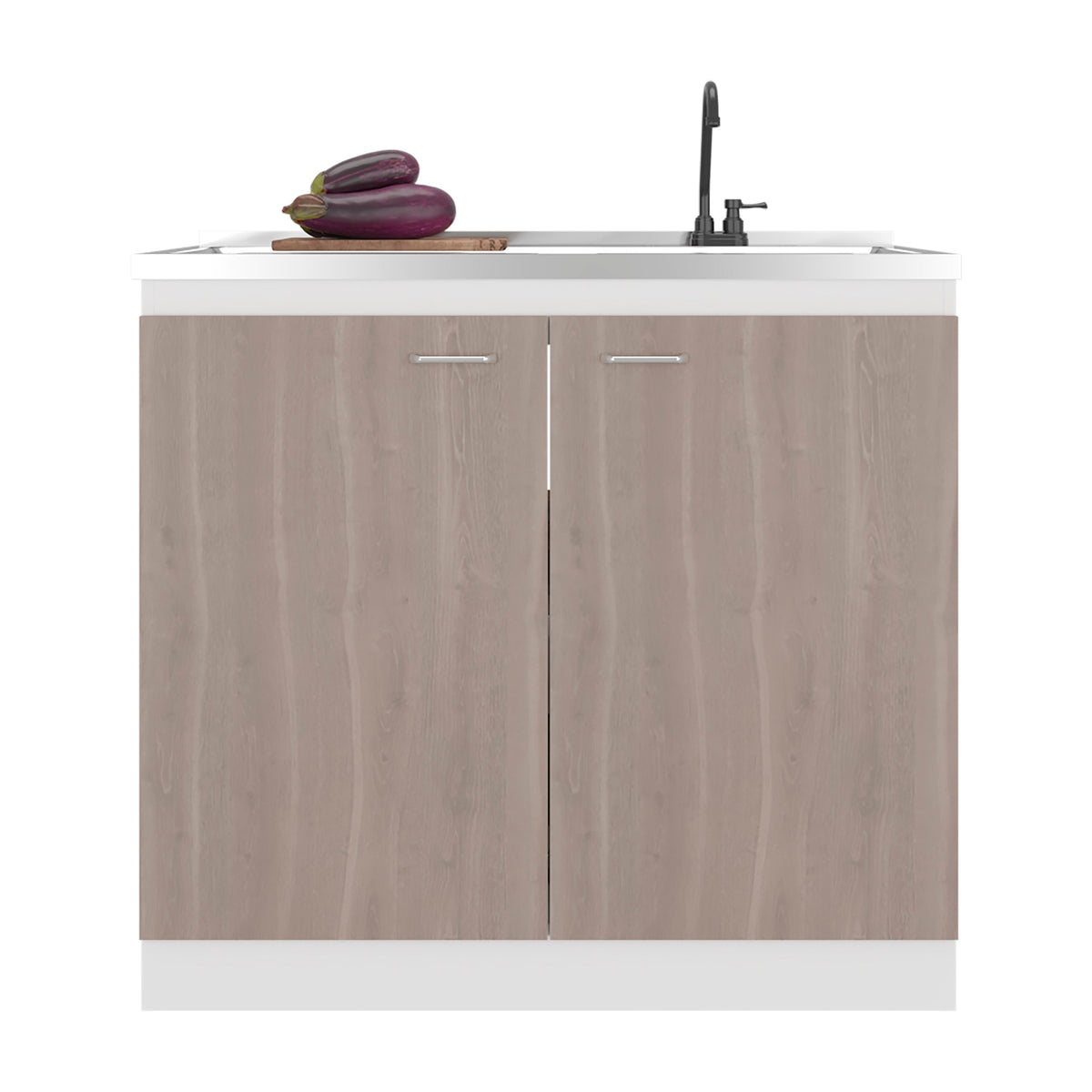 Salento Cabinet With Double Doors And Two Shelves white countertop with black faucet on Tampa Home & Garden Store