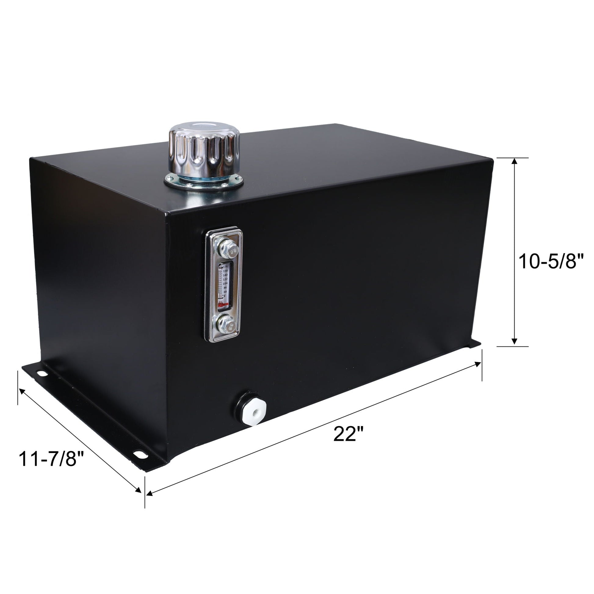 Heavy duty hydraulic tank 10 gal black steel reservoir with chrome breather cap and side gauge on Tampa Home & Garden Store