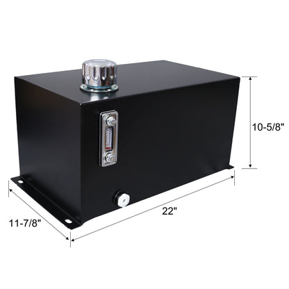 Heavy duty hydraulic tank 10 gal black steel reservoir with chrome breather cap and side gauge on Tampa Home & Garden Store