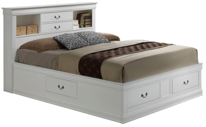 Traditional style bookcase storage bed in white with built-in headboard and drawers HouseOfZazla on Tampa Home & Garden Store