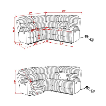 Bruni Sofa With LED Lighting and Manual Recline