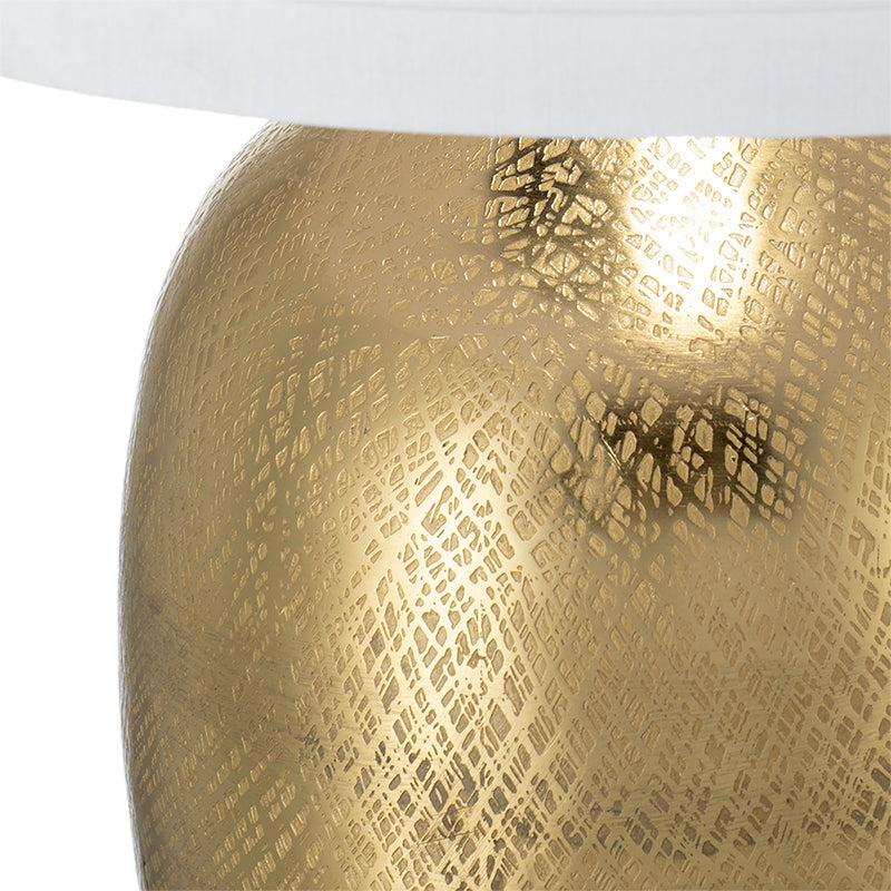 Table lamp gold round aluminum base with white shade by HouseOfZazla D15x25.7' on Tampa Home & Garden Store