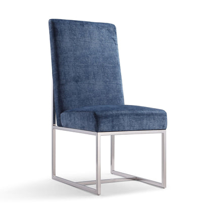 Element Dining Chair blue velvet side chair by HouseOfZazla with chrome metal base on Tampa Home & Garden Store