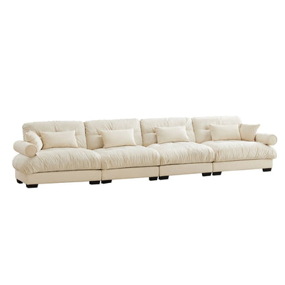 Super Comfort Modular Sectional Sofa cream fabric with deep-seat cushions on Tampa Home & Garden Store