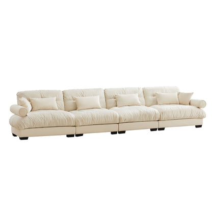 Super Comfort Modular Sectional Sofa cream faux leather deep-seat L-shaped HouseOfZazla on Tampa Home & Garden Store