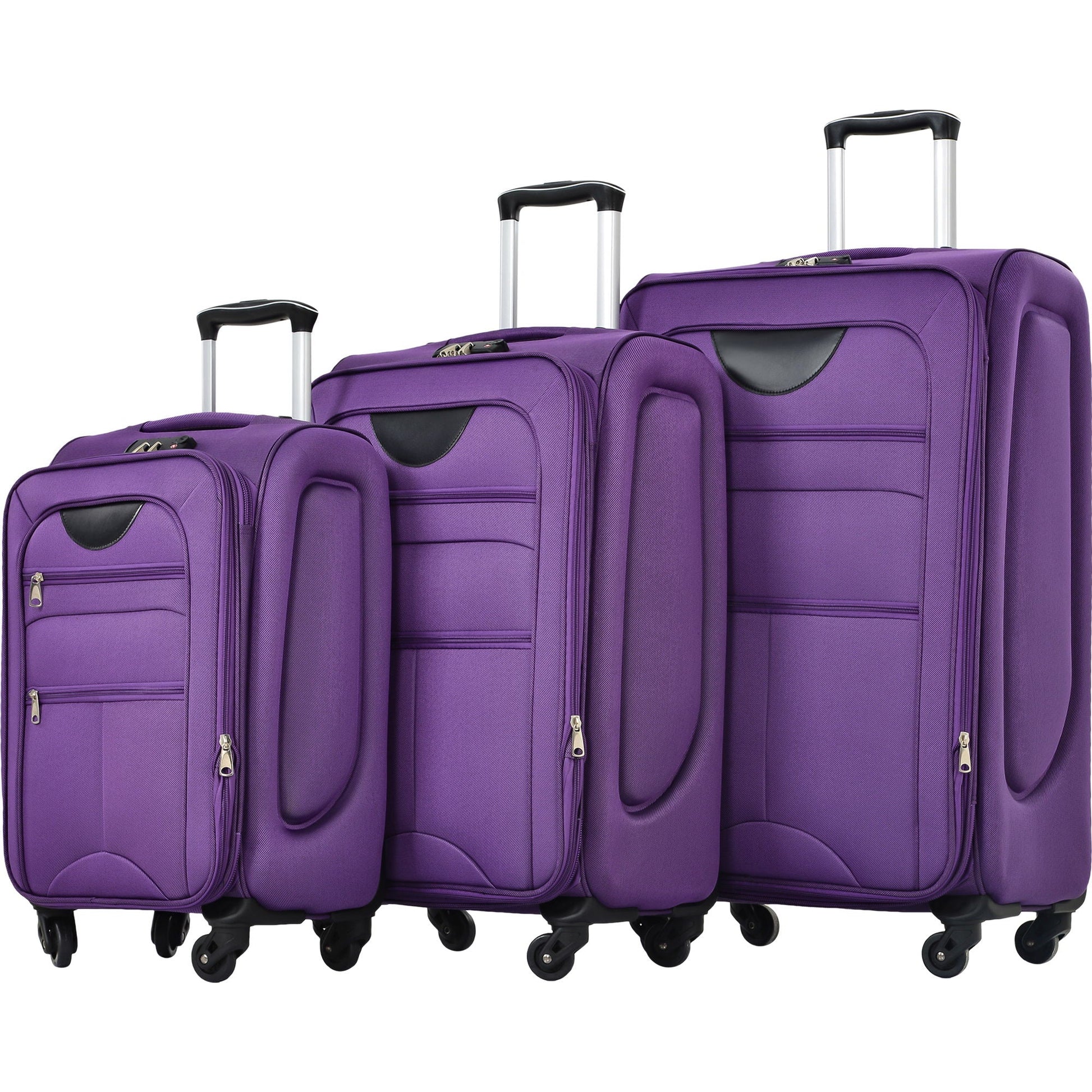 Luggage set purple softside 3-piece expandable spinner, lightweight HouseOfZazla on Tampa Home & Garden Store